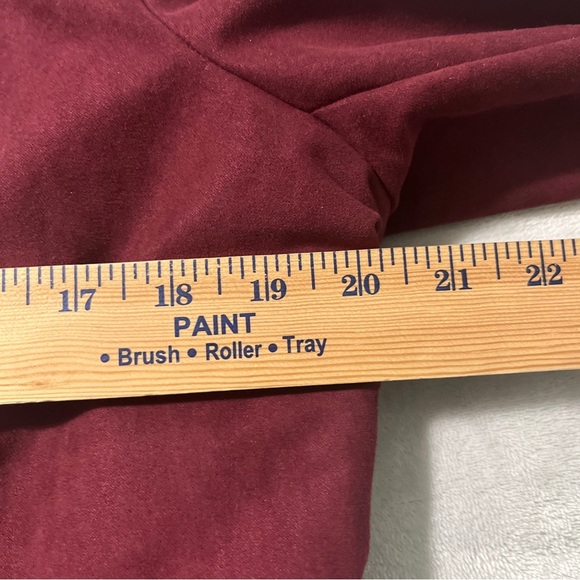 Maison Jules XL Women's Faux Suede Moto Jacket Maroon With Gold Zippers - Picture 5 of 12